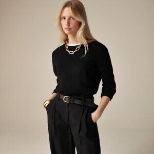 J. Crew Cashmere Classic Fit Crewneck Sweater in Black Size Small